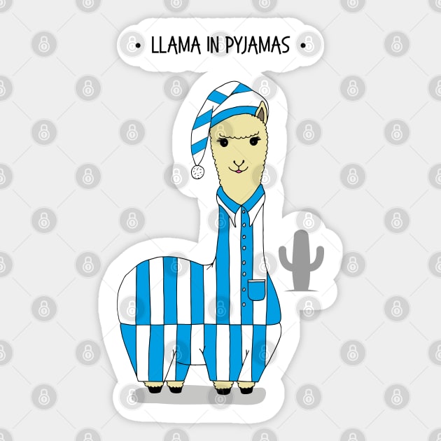 Cute Llama in Pyjamas Cartoon Sticker by HotHibiscus